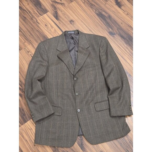 Stafford Lambswool Blazer Sz 43R Green Herringbone Plaid Sport Coat Elevated - Picture 4 of 13